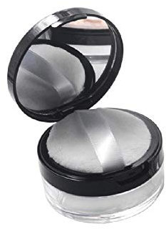 1Pcs Empty Portable Elastic Mesh Powder Box Round Makeup Loose Powder Container Case with Black Lid Mirror and Sponge Powder Puff Sifter Compct Powder Foundation Bottle