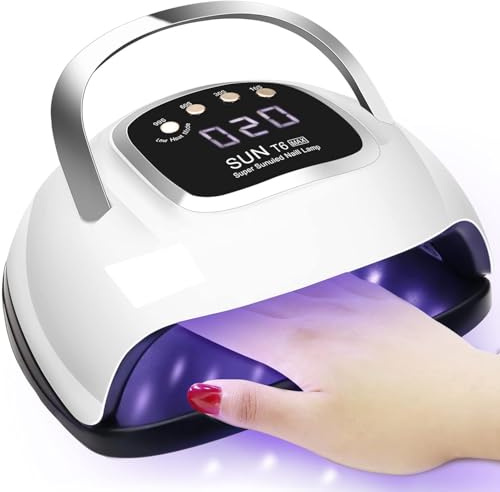 UV Nail Lamp 220W Nail Dryer Professional UV LED Nail Lamp Led Nail Lamps for Gel with 4 Timers-Auto Sensor UV Lamp for Gel Nails Detachable Curing Lamp Gels Nail Polish for Home and Salon