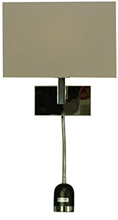 Wand-Hotel-Leuchte-Lampe DORIS, verstellbarer Leseleuchte, chrom, Schirm grau 28,5x18x14cm, E27 max. 60 W, Leseleuchte GU10 max. 50W (ohne Leuchtmittel), Bett-Nacht-Leuchte-Lampe (grau)