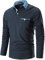 GNRSPTY Poloshirt Herren Langarmshirt Basic Polohemd Denim Nähen Casual Baumwolle Golf Tennis T-Shirt,Blau,L
