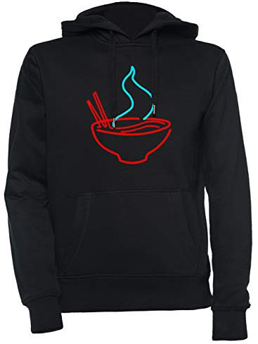 Luxogo Würzig Ramen Nudeln Neon Unisex Schwarz Kapuzenpullover Herren Damen Unisex Black Hoodie Men's Women's XL