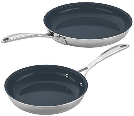 ZWILLING Clad CFX 2-pc Stainless Steel Ceramic Nonstick 8-in & 10-in Fry Pan Set
