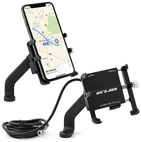 MidGard GUB Universal Fahrrad/Motorrad Rückspiegel Halterung für Handy, Smartphone, Navi usw. mit USB-Anschluss