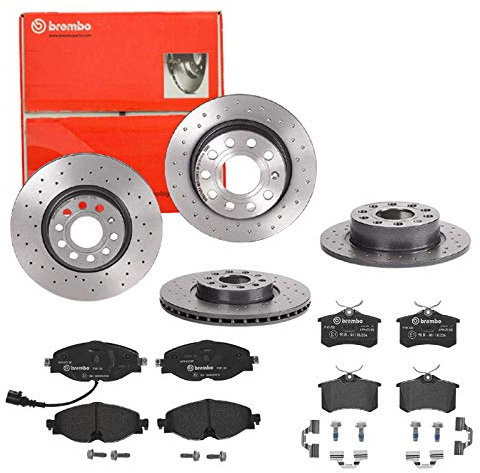 Bremsen Set Bremsscheiben Bremsbeläge Brembo vorne hinten für für Skoda Octavia 3 5E5