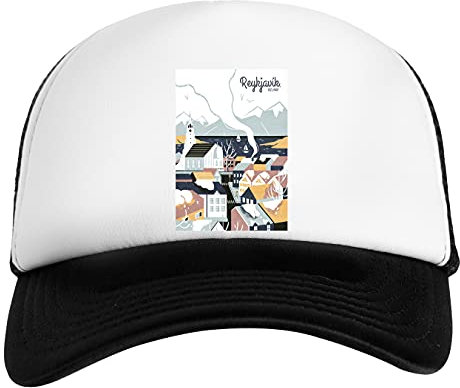 Reykjavik Weiß Schwarz Unisex Kinder Baseball Cap Kids White Black
