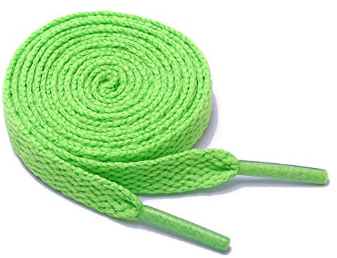Sechunk Lot de lacets plats de 2 paires 29 couleurs 12 longueurs pour chaussures de sport (vert fluorescent)