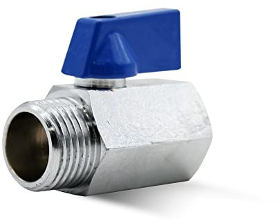 DOJA Barcelona | Mini-Kugelhahn | Blau | 1/2 | Aussengewinde - Innengewinde | Mini-Absperrhahn Verchromter Messing | Mini-Absperrventil für Wasserpumpen, Tanks, Außenventil, Wasseranschlüsse