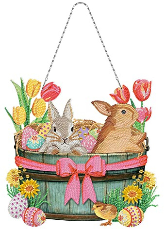 ZOYIEP 5D Uova di Pasqua piccolo coniglio pasquale Diamond Painting, set fai da te per conigli, decorazione da parete, decorazione da parete per bambini, idea regalo (A)