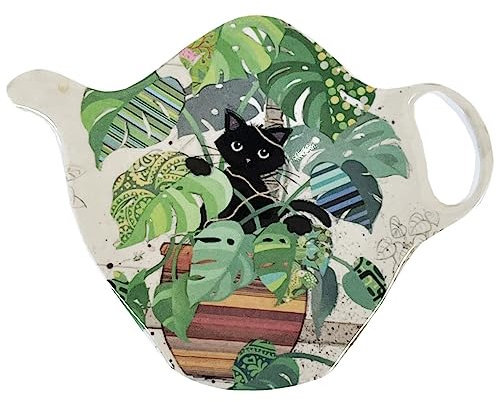 KIUB - Poggia bustina di tè ovale in melamina, verde e marrone, supporto per bustina di tè