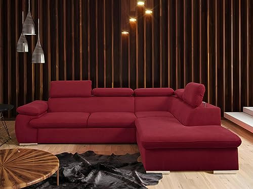Vente-unique-Ecksofa mit Schlaffunktion & Bettkasten- Ecke Rechts - Rot - Fabien