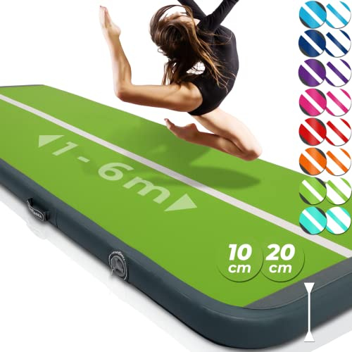 VENDOMNIA Airtrack Matte, 10/20cm hohe aufblasbare Gymnastikmatte in Länge 1/2/3/4/5/6/7/8 m, mit elektrischer Pumpe & Tasche, Tumbling Matte, Turnmatte, Trainingsmatte, Fitnessmatte, Sportmatte,Yoga
