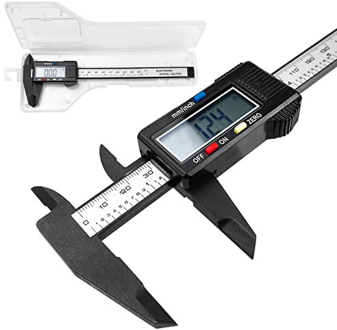 Fousenuk Calibro Digitale, Caliper in Fibra di Carbonio da 150 mm/6 Micrometro Digitale con LCD e Batteria di Backup, Calibri Digitale per Misurazioni Esterne, Interne, di Profondità e Passo