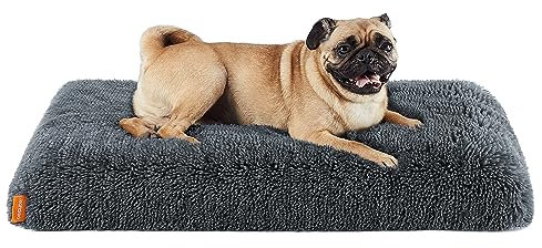Feandrea Hundebett, orthopädisches Hundekissen, mit Noppenschaumstoff gepolstert, Bezug abnehmbar und waschbar, Größe M, für kleine und mittlere Hunde, 80 x 50 x 8 cm, dunkelgrau PGW211G02