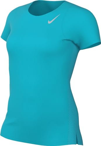 NIKE DD5927-443 W NK Fast DF SS TOP Sweatshirt Women's Rapid Teal/Reflective SILV Size M