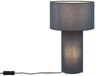 meineWunschleuchte Große Bauhaus Stil Tischlampe Korpus und Lampenschirm Stoff Blau Höhe 40cm