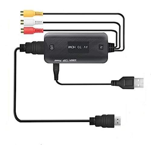 Satohom HDMI a AV Adaptador Convertidor Audio y Video RCA Rojo Amarillo y Blanco Loto Con Cable 1080P Para Laptop DVD (Mujer)