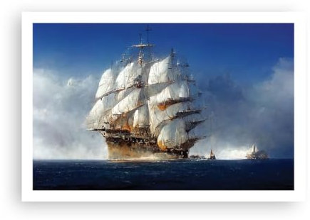 Poster ohne Rahmen Ozean Segelschiff Klassisch Deko 91x61cm Wandposter Art Prints Wandbilder Dekoration Wohnzimmer Schlafzimmer Küche Wanddeko Bild Wand Kunstdruck Modern Wall Art P2XAA91x61-5617