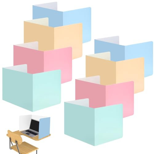 Joycabin 8 Stück Trennwand für Schreibtisch, Sichtschutz für Schülertische, Faltbare Schreibtisch Trennwand, U-förmiger Schutzschirm für Lernbüro, Schule, Büro, Bibliothek - Mehrfarbig