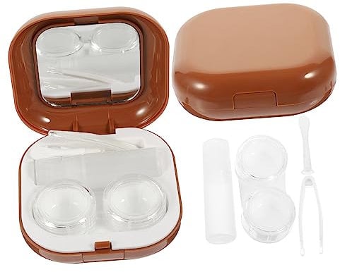 Mobestech 2sets Cosmetic Lens Case Mirror Leak Holder Portable Eye Lens Storage Box for Travel Safe and Convenient