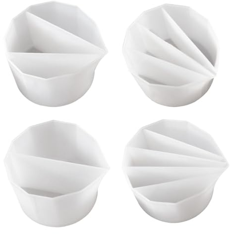 Gativs Acryl Pour Cup 4 Stück Epoxidharz Zubehör Set Pouring Becher Fächer Geteilter Becher Silikon Pouring Zubehör Geteilter Becher Pouring 2/3/4/5 Geteilte Tasse zum Mischen Farbe DIY Set