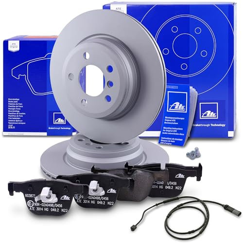 ATE Bremsenset Hinterachse inkl. Bremsscheiben hinten Ø 330 mm belüftet und Bremsbeläge hinten + Verschleißkontakt Kompatibel mit BMW 3er, 3er Touring Van (F31), 4er