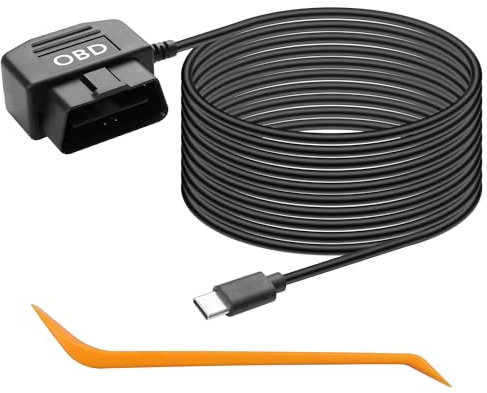 CERRXIAN 11,5 Fuß Type-C-OBD-Netzkabel, OBD-auf-Type-C-Dashcam-Stromkabel, 24-Stunden-Überwachung/Acc-Modus, 12 V/24 V auf 5 V OBD-Zugkabel mit Schalterknopf