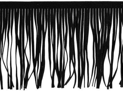 QUARKZMAN 2 Meter 8 Zoll PU-Leder Fransenborte Doppelseitige Leder Nähen Quasten Fransen für DIY Nähen Kleid Handwerk Rock Dekoration, Schwarz