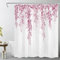 LB Rosa Blatt Duschvorhang 120x175cm(BxH) Vintage-Blätter mit Blumen Antischimmel Wasserdicht Badezimmer Vorhänge, Naturlandschaft Extra Kurz Polyester Stoff Bad Vorhang mit Haken