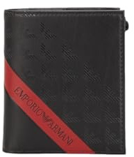 Emporio Armani Porte-cartes avec fermeture éclair avec bande rouge ASV Y4R262YQ12V, Noir , Taglia Unica, Avec fermeture éclair