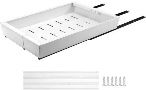 QWORK® Pull Out Cabinet Organizer, Slide Out Drawer for Cupboard No Punch, Extendable Slide Out Drawer Organizer with Adhesive Strip, for Kitchen