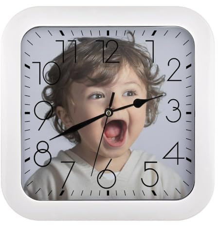 LLLGSH Personalisierte Wanduhr - Personalisierte Uhr mit Foto Text - Stille Wanduhr für Kinder - Fügen Sie Ihr Bild/Foto/Logo/Jedes Design Hinzu - Jahrestag Geburtstag Hochzeits Dekorative Geschenk