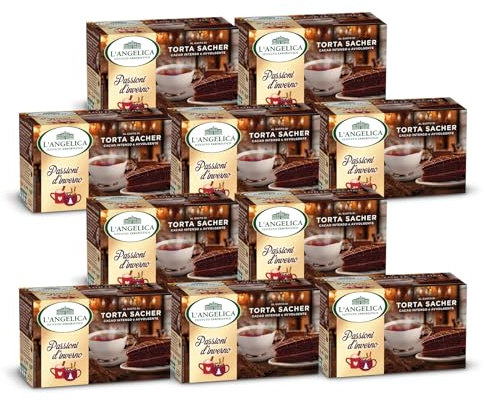 L'Angelica, 10 Astucci da 15 filtri di Tisane Passioni d'Inverno, Infuso a Caldo Intenso e Avvolgente, Gusto Sacher Cacao Intenso