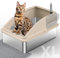 FURTIME Stainless Steel Cat Litter Tray Beige with Detachable Enclosure, 31cm High Sided Cat Litter Box Anti-Spillage and 60cm Extra Large Litter Tray with Lid for All Cats, with Litter Scoop & Mat