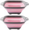 2 Pezzi Scolapasta Pieghevole Salvaspazio, Surwin Scolapasta Silicone Verdura, Cesto Scolapasta Plastica Silicone Pieghevole, per Drenare Pasta, Verdura, Frutta (Rosa)