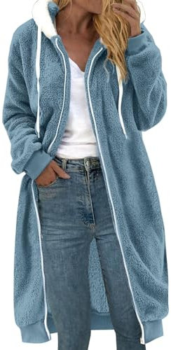 Outlet Angebote Sale, 1 Cent Artikel, Damen Mantel Winter Jacket Modischer Damen-Strickjacke Mit Langen Ärmeln Und Taschen, Knopfleiste Und Kapuze Winter Mantel Damen Große Größen, 2 Euro Artikel