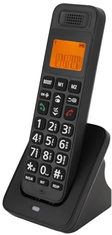 Telefono Cordless con Tasti Grandi, Vivavoce e Ricevitore a Doppio, per Anziani con Problemi di Vista e Udito Che Lavorano a Casa (Spina europea)