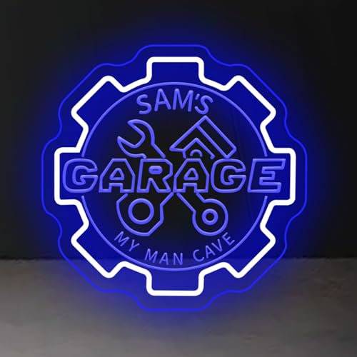DAKABUKA Benutzerdefinierte Garage Leuchtreklame Garage Led-schild, Garage Leuchtschild LED Leuchtreklamefür Wand Dekor Auto Raum Garage Mann Höhle Personalisiertes Garagengeschenk