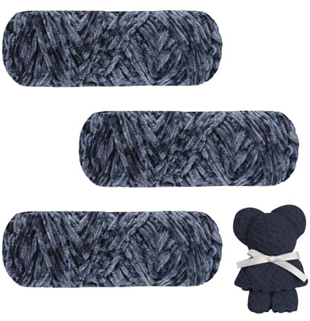 AUAUY Filato di ciniglia grossa, 3 gomitoli da 100 g, super morbido, per lavori a maglia, uncinetto, coperte, vestiti, borse, sciarpe e lavori fai da te, grigio