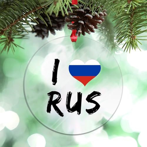 Guangpat I Love Russian Weihnachtsbaumschmuck, russische Flagge, personalisierbar, Weihnachtsschmuck 2024, lustig, Acryl, Landstadt, Souvenir, Andenken, Geschenke für Feiertage, Souvenir, Hochzeit,