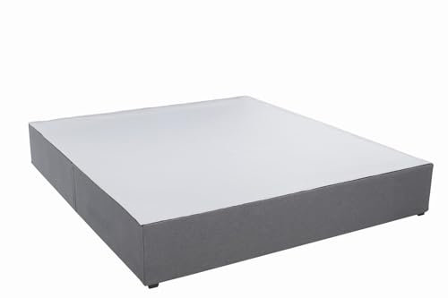 Panana Platform Bed Frame with/without Storage Drawers & Height Headboard, Grey Linen Fabric Divan Bed, Mattress Foundation with Metal Slats (5FT King, No Headboard, No Drawer)