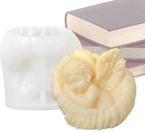 Nybhyjka Stampo per candele, a forma di angelo, in silicone, fatto a mano, per aromaterapia, decorazione per la casa