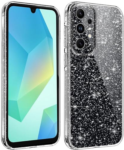 Anfire Glitzer Hülle für Samsung Galaxy A53 5G Transparent Slim Handyhülle,Bling Glitter Stoßfest Transparent Schutzhülle mit Kameraschutz,Glitzert Durchsichtige Case Cover für Frauen und Mädchen