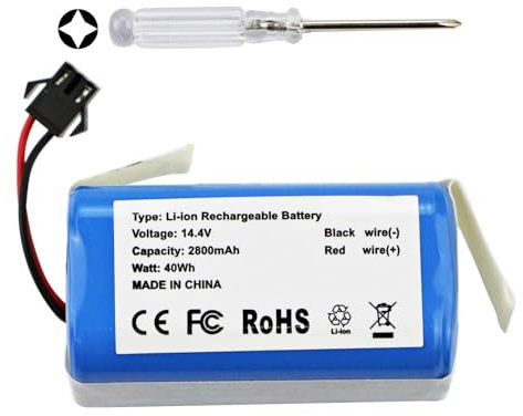 K KYUER 2800mAh Saugroboter Ersatzakku für Denkee 600 DK600 BAGOTTE BG600 BG700 BG750 Proscenic 850T Lubluelu SL60D SL61 Amarey 800 900 Netbot S14 S15 Lefant M201 Robot Vacuum Cleaner Battery