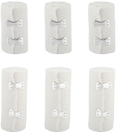DBALL 6 Stück Bandagen in Zwei Größen Mullbinden Elastische Bandage Mit Metallclips Medizinische Elastische Fixierbinden für Handgelenke Knöchel Und Knie Weiß