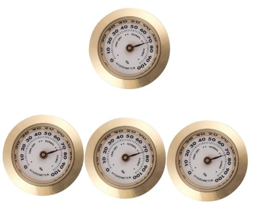 OATIPHO 4 Pezzi Igrometro Meccanico per Humidor e Scatole Misuratore Umidità Design Portatile e Compatto Alta Precisione per Letture Affidabili per Uso