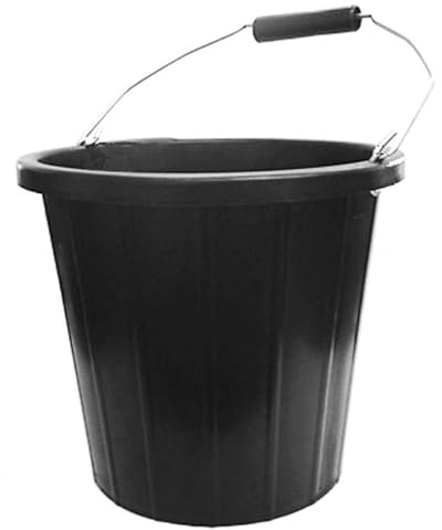 Mightyflex 10 Litre Tub – Heavy Duty Utility Bucket with Reinforced Grip Handle – Durable Plastic Build with Litre & Gallon Markings – Ideal for DIY, Cleaning, Cement, Garden, Site or Home Use – Black