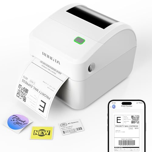 Rongta Bluetooth Thermal Shipping Label Printer, Wireless 4x6 Label Sticker Printer for Shipping Packages, RP415(White)