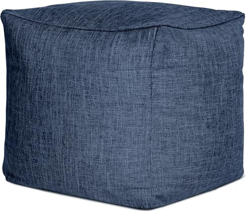 Green Bean Sitzsack-Hocker Home Linen Cube eckig 40x40x40cm mit EPS-Perlen Füllung - Fußhocker Sitz-Pouf für Sitzsäcke - Bodenkissen für Kinder und Erwachsene - Sitzkissen Sitzhocker Dunkelblau