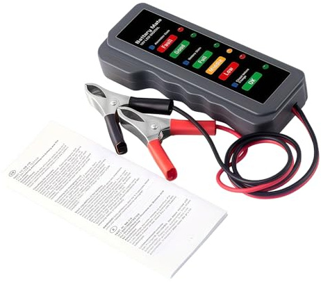 12V Car Battery Tester with LED Indicators Battery Analyser for Health Checks on Automotive & Motorcycle Batteries Motorcycle Tester