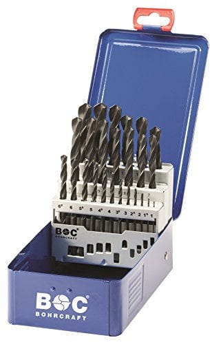 BOHRCRAFT Spiralbohrer-Kassette DIN338 HSS-R Bohrer, Durchmesser 1-13 mm, 25-teilig, 1 Stück,11001310025